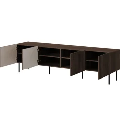 Garnero Arredamenti Mobile Tv Basso|Mobili Tv Moderni-Mobile porta TV 201x58h cm 4 ante noce cannettato Gabiot