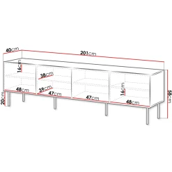 Garnero Arredamenti Mobile Tv Basso|Mobili Tv Moderni-Mobile porta TV 201x58h cm 4 ante noce cannettato Gabiot