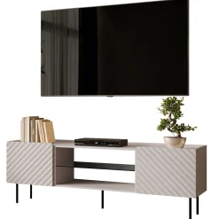 Garnero Arredamenti Mobile Tv Basso-Mobile porta TV 181x59h cm 2 ante 2 vani con frontali decorati Daniele Beige