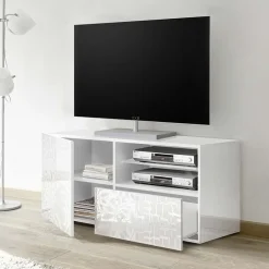 Garnero Arredamenti Mobile Tv Basso|Mobili Tv Moderni-Mobile porta TV 122x57h cm 1 anta 1 cassetto bianco Paradise Bianco Lucido