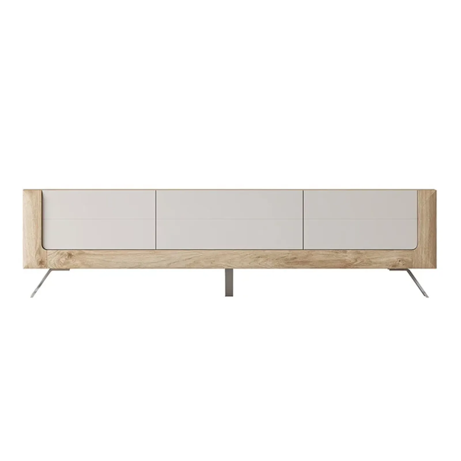 Garnero Arredamenti Mobile Tv Basso-Mobile porta TV 200x52h cm 2 ante 1 cassetto rovere tortora lucido Jumbo Tortora - Rovere