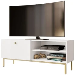 Garnero Arredamenti Mobile Tv Basso|Mobili Tv Moderni-Mobile porta TV 120x48h cm 1 anta 2 vani bianco opaco Giuggiola