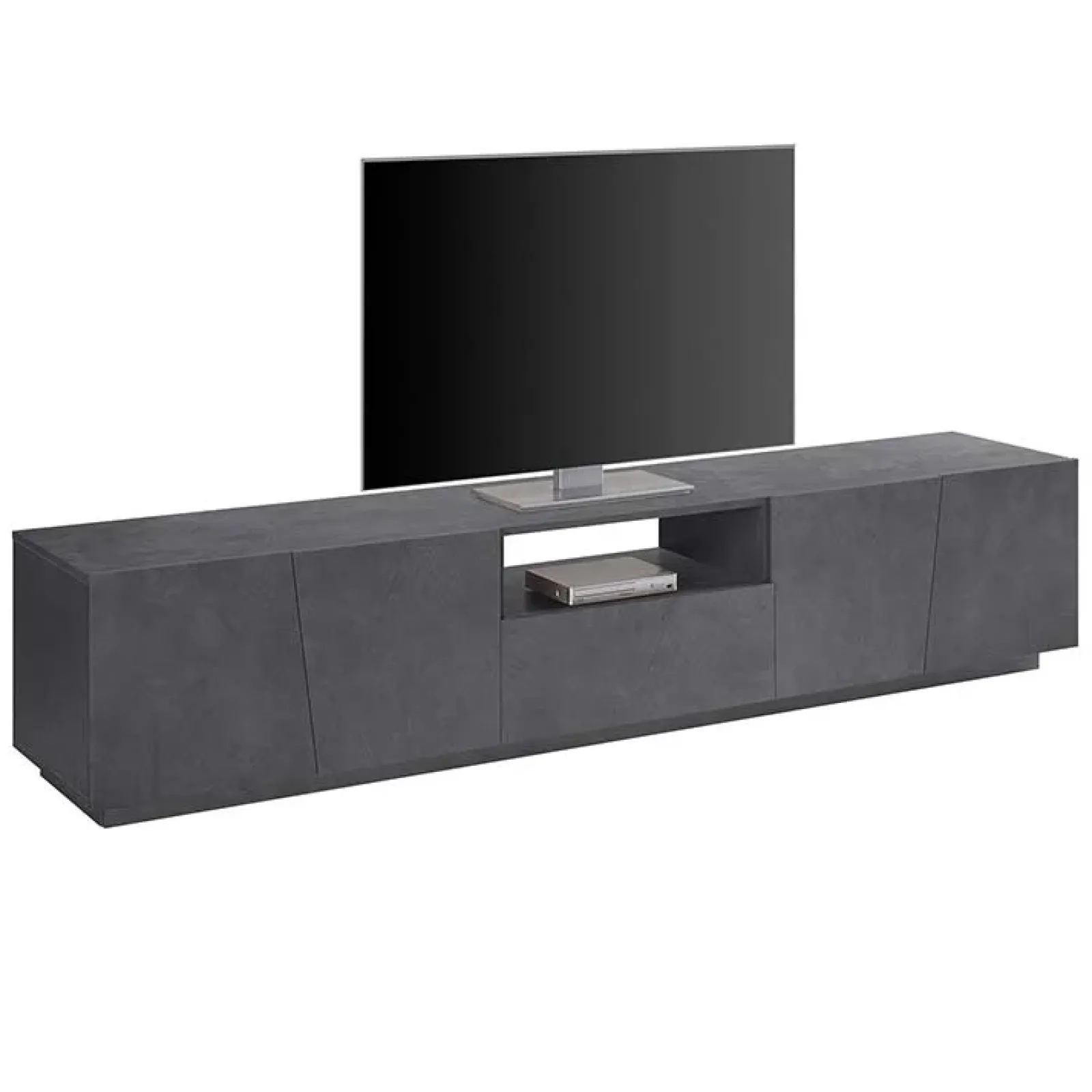 Garnero Arredamenti Mobile Tv Basso|Mobili Tv Moderni-Mobile porta TV 220x46h cm 4 ante Candia Gihome® Ossido