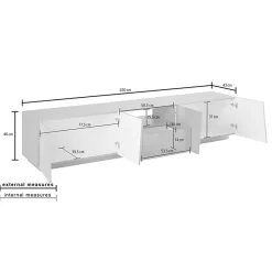 Garnero Arredamenti Mobile Tv Basso|Mobili Tv Moderni-Mobile porta TV 220x46h cm 4 ante Candia Gihome® Ossido