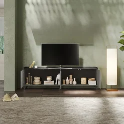 Garnero Arredamenti Mobile Tv Basso|Mobili Tv Moderni-Mobile porta TV 241x72h cm 4 ante grigio scuro antracite Jonson Ossido - Grigio