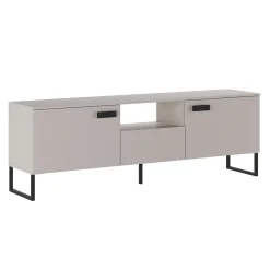 Garnero Arredamenti Mobili Tv Moderni|Mobile Tv Moderno-Mobile porta TV 179x60h cm 2 ante a ribalta 1 cassetto beige cashmere nero Casmira