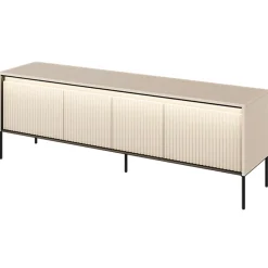 Garnero Arredamenti Mobili Tv Moderni|Mobile Tv Moderno-Mobile porta TV 167x56h cm 2 ante led cannettato nero Camelia Beige