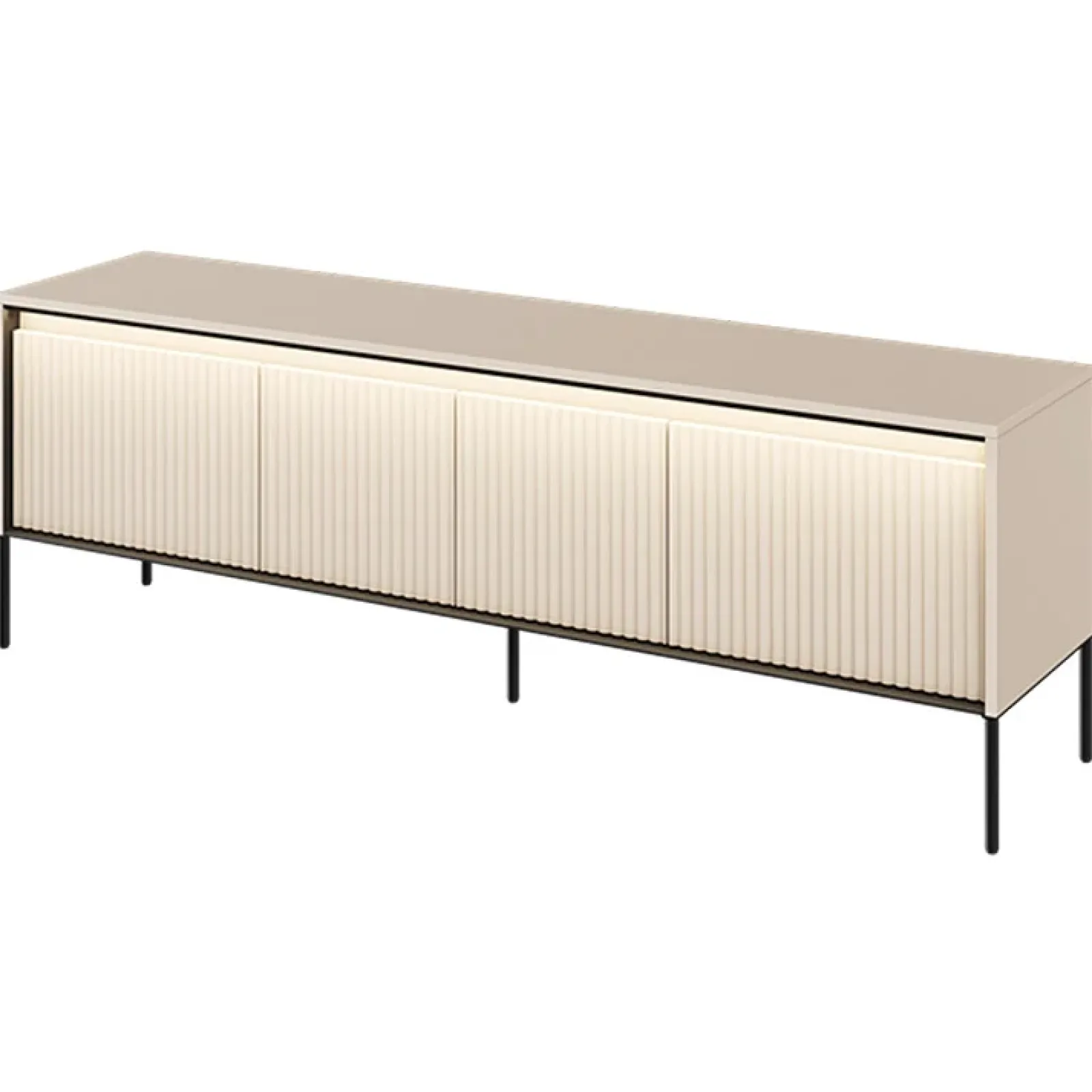 Garnero Arredamenti Mobili Tv Moderni|Mobile Tv Moderno-Mobile porta TV 167x56h cm 2 ante led cannettato nero Camelia Beige