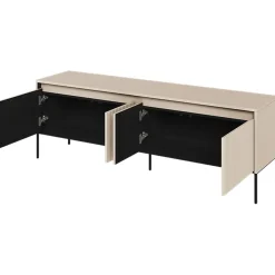 Garnero Arredamenti Mobili Tv Moderni|Mobile Tv Moderno-Mobile porta TV 167x56h cm 2 ante led cannettato nero Camelia Beige