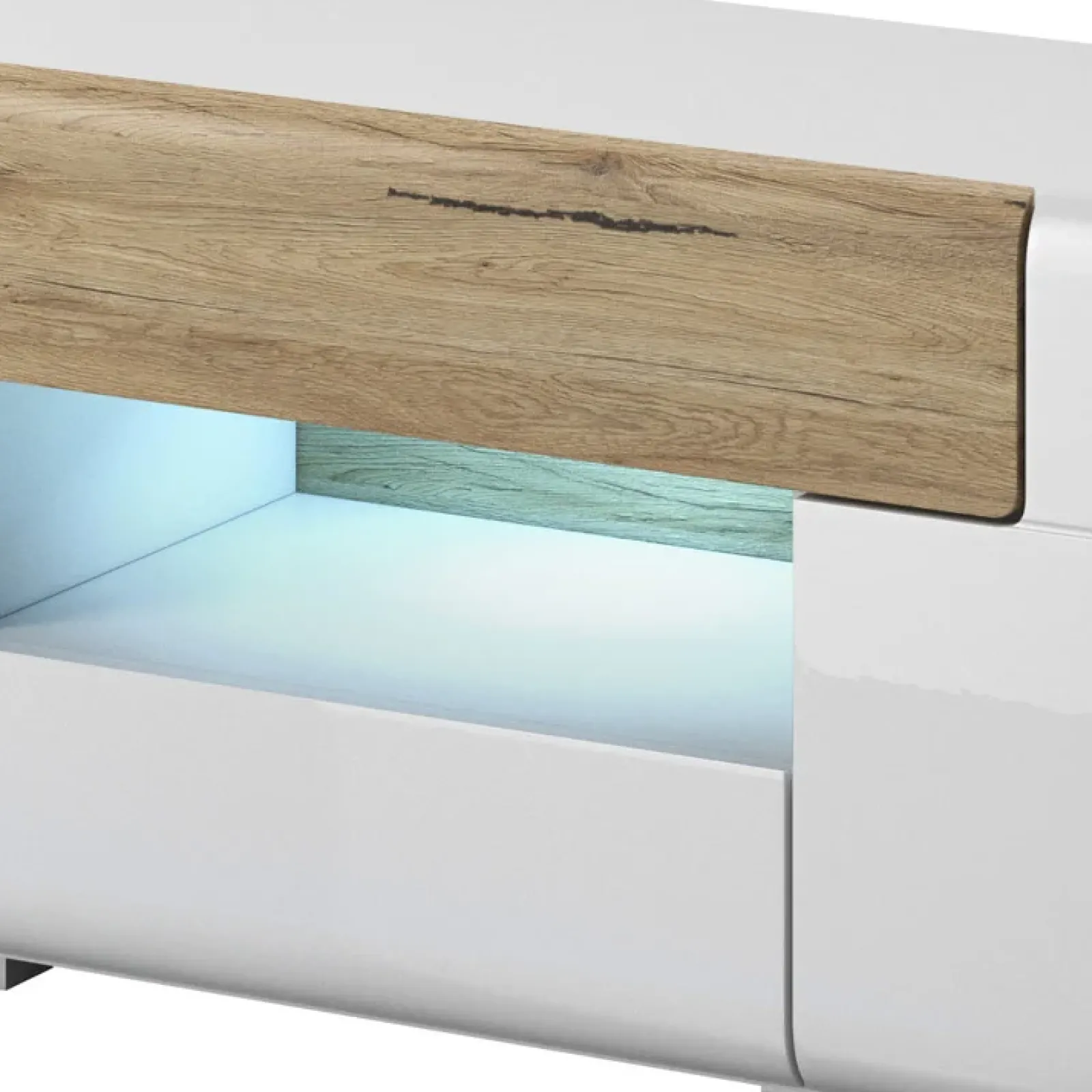 Garnero Arredamenti Mobile Tv Basso|Mobili Tv Moderni-Mobile porta TV 208x48h cm 2 ante 4 cassetti bianco lucido rovere Tahiti