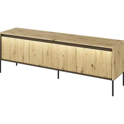 Garnero Arredamenti Mobili Tv Moderni|Mobile Tv Moderno-Mobile porta TV 167x56h cm 2 ante led cannettato nero Camelia Rovere Rustico