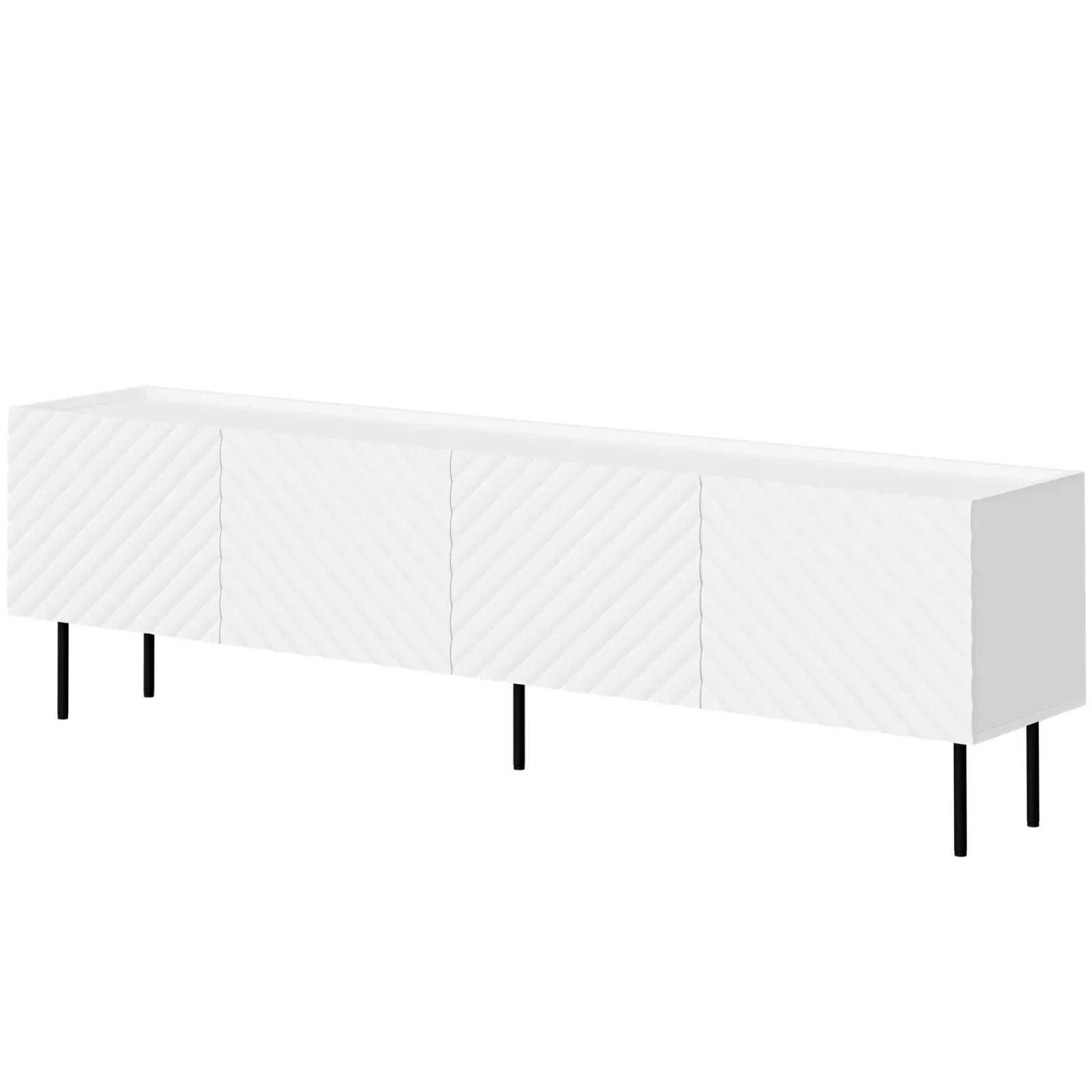 Garnero Arredamenti Mobile Tv Basso-Mobile porta TV 200x59h cm 4 ante con frontali decorati bianco Daniele Bianco Opaco