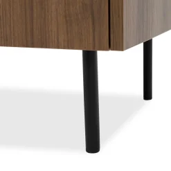 Garnero Arredamenti Mobili Tv Moderni|Mobile Tv Moderno-Mobile porta TV 200x50h cm 4 ante piano effetto marmo nero noce Caliva