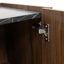 Garnero Arredamenti Mobili Tv Moderni|Mobile Tv Moderno-Mobile porta TV 200x50h cm 4 ante piano effetto marmo nero noce Caliva