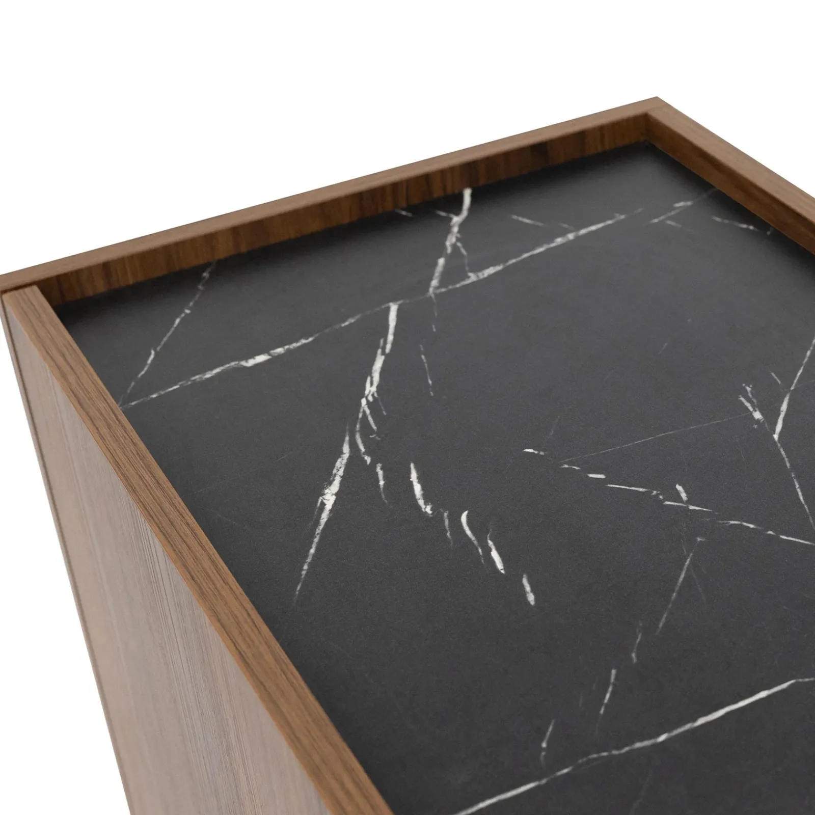 Garnero Arredamenti Mobili Tv Moderni|Mobile Tv Moderno-Mobile porta TV 200x50h cm 4 ante piano effetto marmo nero noce Caliva