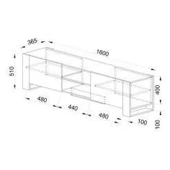 Garnero Arredamenti Mobile Tv Basso|Mobili Tv Moderni-Mobile porta TV 160x51h cm 2 ante rovere nero Elbrus