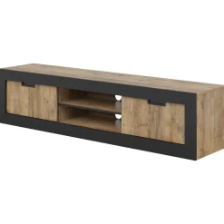 Garnero Arredamenti Mobili Tv Moderni|Mobile Tv Moderno-Mobile porta tv 180x43h cm 2 ante rovere rustico nero Ilyssa
