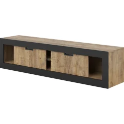 Garnero Arredamenti Mobili Tv Moderni|Mobile Tv Moderno-Mobile porta tv 180x43h cm 2 ante rovere rustico nero Ilyssa