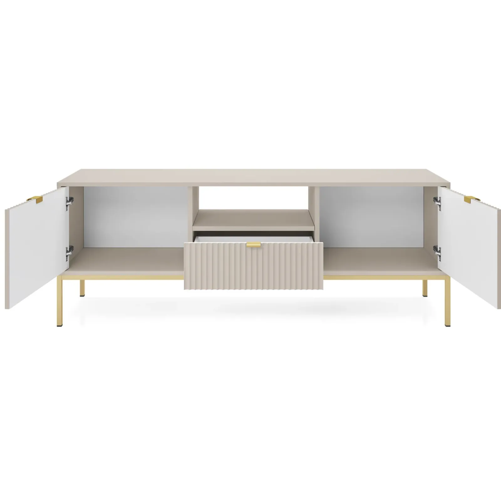 Garnero Arredamenti Mobile Tv Basso|Mobili Tv Moderni-Mobile porta TV 154x56h cm 2 ante moderno soggiorno Alisa Beige