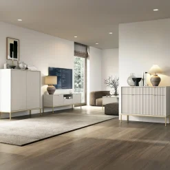 Garnero Arredamenti Mobile Tv Basso|Mobili Tv Moderni-Mobile porta TV 154x56h cm 2 ante moderno soggiorno Alisa Beige