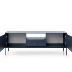 Garnero Arredamenti Mobile Tv Basso|Mobili Tv Moderni-Mobile porta TV 154x56h cm 2 ante con cassetto moderno blu notte Glory