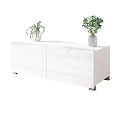 Garnero Arredamenti Mobile Tv Basso|Mobili Tv Moderni-Mobile porta TV 100x37h cm 2 ante Mons Bianco Lucido