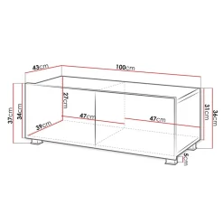 Garnero Arredamenti Mobile Tv Basso|Mobili Tv Moderni-Mobile porta TV 100x37h cm 2 ante Mons Bianco Lucido