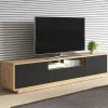 Garnero Arredamenti Mobile Tv In Legno|Mobile Tv Basso-Mobile porta TV 200x45h cm 2 ante 1 cassetto nero opaco rovere Esmond