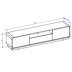 Garnero Arredamenti Mobile Tv In Legno|Mobile Tv Basso-Mobile porta TV 200x45h cm 2 ante 1 cassetto nero opaco rovere Esmond