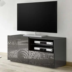 Garnero Arredamenti Mobile Tv Basso|Mobili Tv Moderni-Mobile porta TV 122x57h cm 1 anta 1 cassetto grigio Paradise Antracite