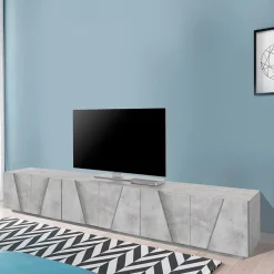 Garnero Arredamenti Mobile Tv Basso|Mobili Tv Moderni-Mobile porta TV 244x46h cm 6 ante Zenzero Gihome® Cemento