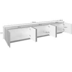 Garnero Arredamenti Mobile Tv Basso|Mobili Tv Moderni-Mobile porta TV 244x46h cm 6 ante Zenzero Gihome® Cemento