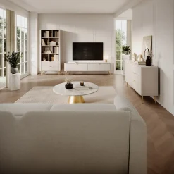 Garnero Arredamenti Mobile Tv Basso-Mobile porta TV 163x51h cm 2 ante cannettato Ramis Beige