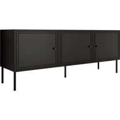 Garnero Arredamenti Mobile Tv Basso|Mobili Tv Moderni-Mobile porta TV 151x60h cm 3 ante Stark Nero Opaco