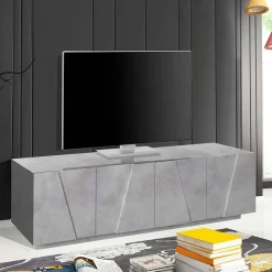 Garnero Arredamenti Mobile Tv Basso|Mobili Tv Moderni-Mobile porta TV 163x46h cm 4 ante Zenzero Gihome® Cemento