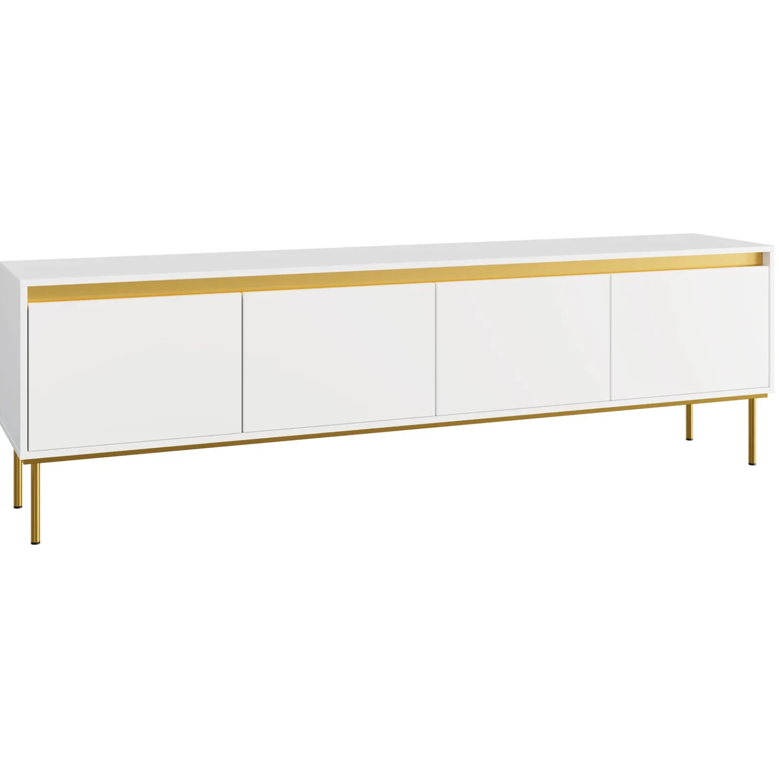 Garnero Arredamenti Mobile Tv Basso-Mobile porta TV 200x60h cm 4 ante bianco oro Praga