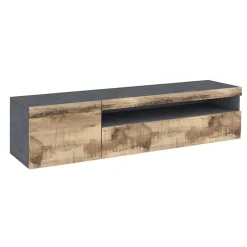 Garnero Arredamenti Mobile Tv In Legno|Mobile Tv Basso-Mobile porta TV 155x37h cm 1 anta ardesia acero Light Small Gihome® Rovere - Antracite