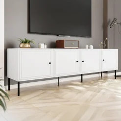 Garnero Arredamenti Mobile Tv Basso|Mobili Tv Moderni-Mobile porta TV 201x60h cm 4 ante Stark Bianco Opaco