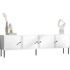 Garnero Arredamenti Mobile Tv Basso|Mobili Tv Moderni-Mobile porta TV 201x60h cm 4 ante Stark Bianco Opaco