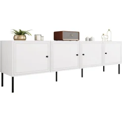 Garnero Arredamenti Mobile Tv Basso|Mobili Tv Moderni-Mobile porta TV 201x60h cm 4 ante Stark Bianco Opaco