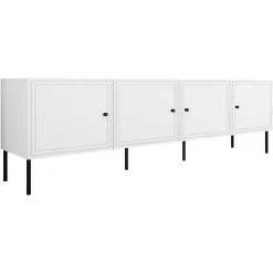Garnero Arredamenti Mobile Tv Basso|Mobili Tv Moderni-Mobile porta TV 201x60h cm 4 ante Stark Bianco Opaco
