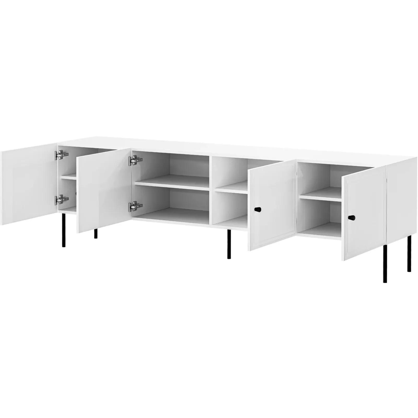 Garnero Arredamenti Mobile Tv Basso|Mobili Tv Moderni-Mobile porta TV 201x60h cm 4 ante Stark Bianco Opaco