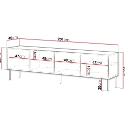 Garnero Arredamenti Mobile Tv Basso|Mobili Tv Moderni-Mobile porta TV 201x60h cm 4 ante Stark Bianco Opaco