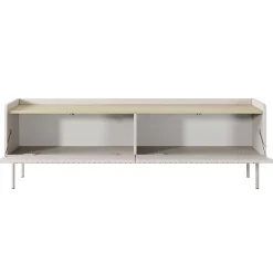 Garnero Arredamenti Mobile Tv Basso-Mobile porta TV 153x50h cm 2 ante beige cannettato rovere Fioca