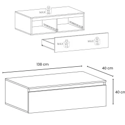 Garnero Arredamenti Mobile Tv In Legno|Mobile Tv Basso-Mobile porta TV 138x40h cm 1 cassettone con telaio Sunset Tortora