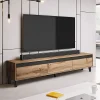 Garnero Arredamenti Mobile Tv Basso|Mobili Tv Moderni-Mobile porta TV 185x42h cm 3 cassetti rovere antracite Salisburgo