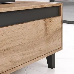 Garnero Arredamenti Mobile Tv Basso|Mobili Tv Moderni-Mobile porta TV 185x42h cm 3 cassetti rovere antracite Salisburgo