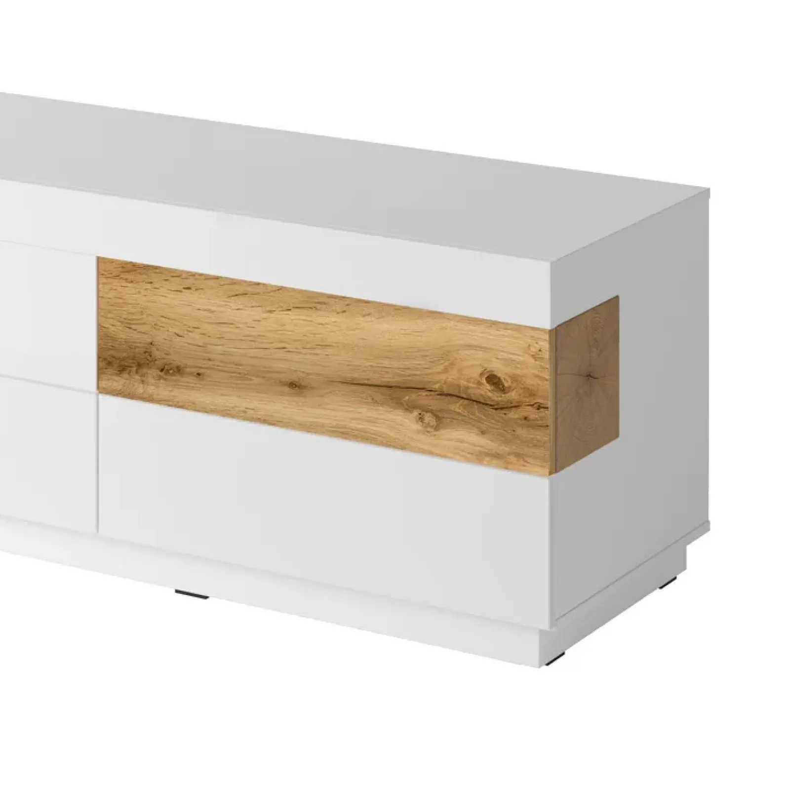 Garnero Arredamenti Mobile Tv Basso|Mobili Tv Moderni-Mobile porta TV 206x54h cm 6 cassetti bianco lucido rovere Bahama Bianco Lucido - Rovere Rustico