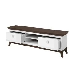Garnero Arredamenti Mobile Tv In Legno|Mobili Tv Moderni-Mobile porta TV 196x63h cm 2 cassetti moderno bianco lucido rovere scuro Umag Bianco Lucido - Wengè