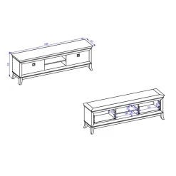 Garnero Arredamenti Mobile Tv In Legno|Mobili Tv Moderni-Mobile porta TV 196x63h cm 2 cassetti antracite lucido rovere scuro Umag Antracite - Wengè